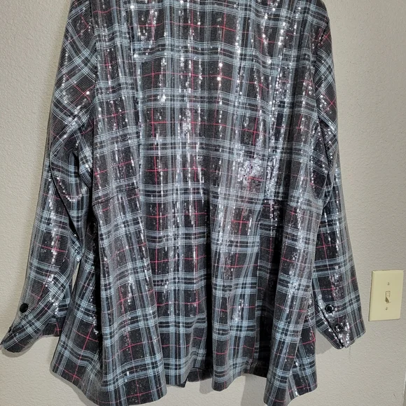 Torrid Gray Plaid Sequin Blazer - Picture 7 of 9